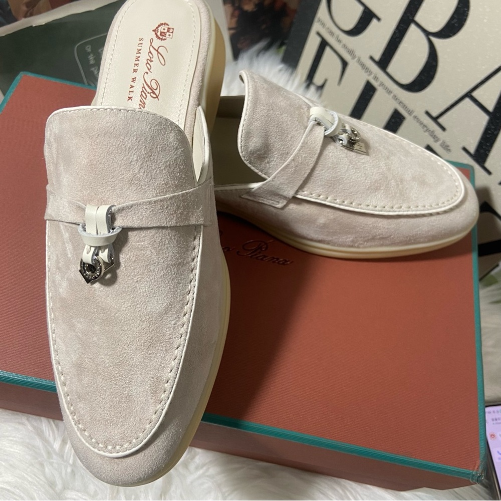 Loro Piana Cream Suede Mules - Picture 3 of 5